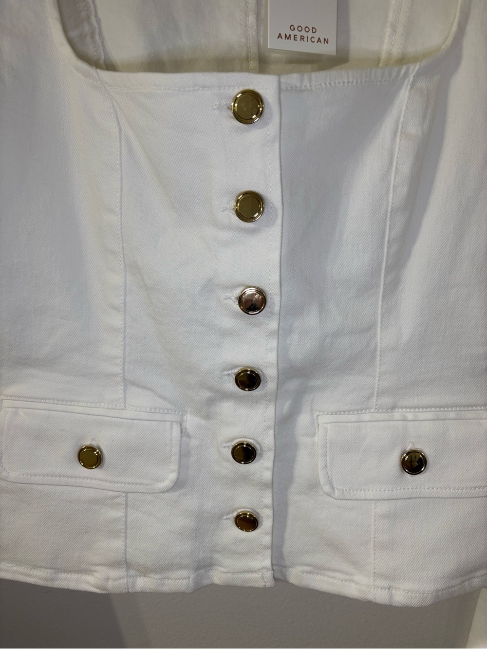 Good American White Button-Front Top - Picture 5 of 8
